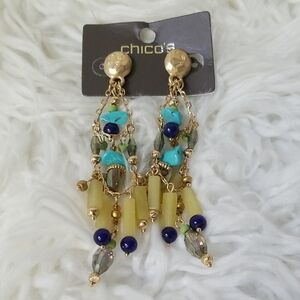 Chico's Gold and Blue Bohemian Earrings